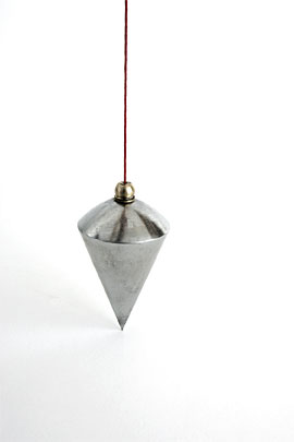 Drooping plumb bob with red cord